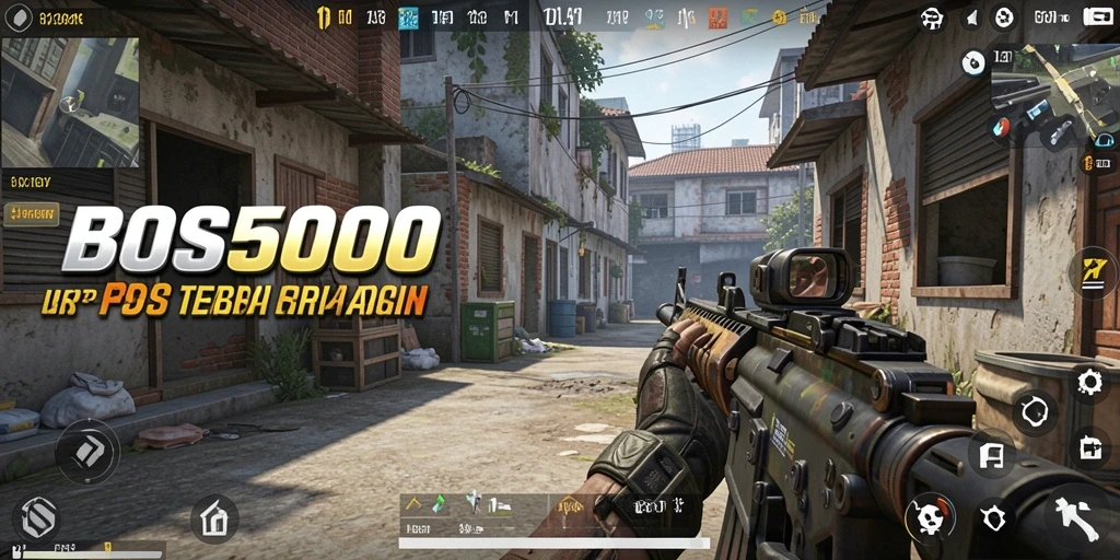 Menampilkan adegan aksi seru dalam permainan FPS.