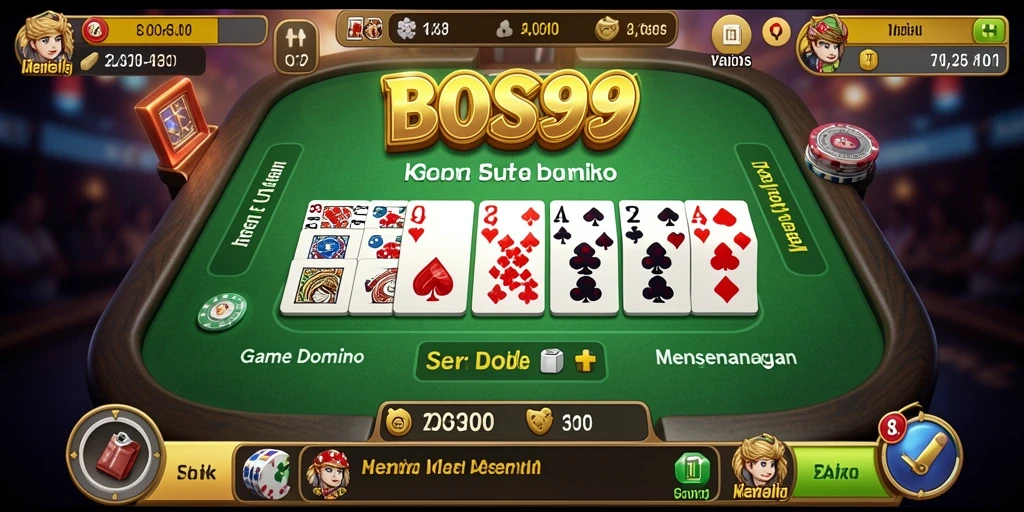 Tampilan gameplay seru dalam permainan Domino di BOS88.