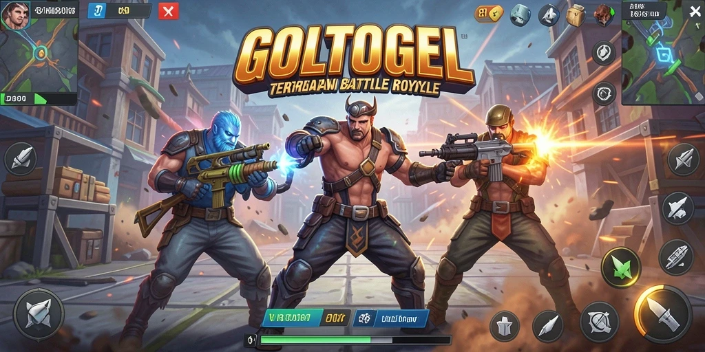 Tampilan gameplay menegangkan di GOLTOGEL saat bertarung di arena Battle Royale.