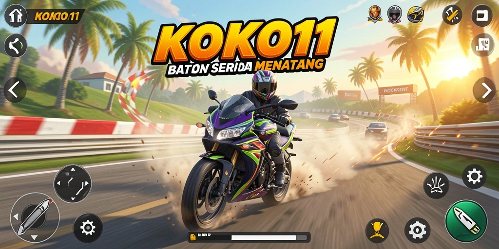 Screenshot KOKO11 menampilkan aksi balapan motor yang mendebarkan di trek yang menantang.