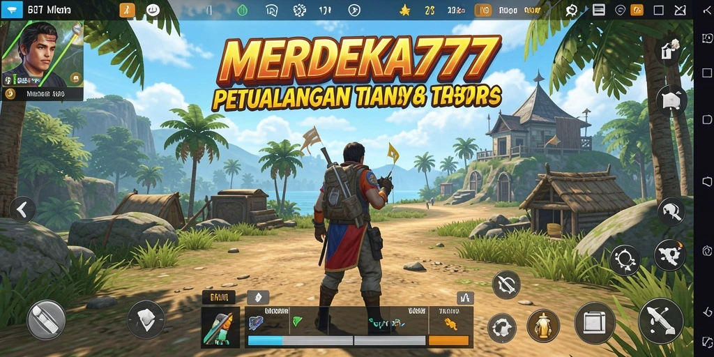 Screenshot gameplay MERDEKA777 menampilkan dunia terbuka yang luas dan indah.