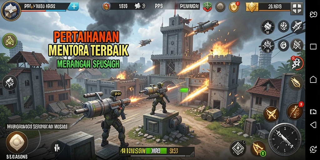 Tampilan gameplay PP7 menampilkan pertempuran menara melawan serangan musuh yang seru.