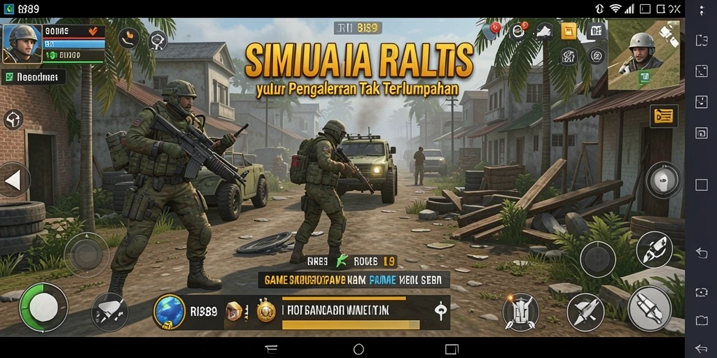 Tangkapan layar utama RI889 menunjukkan gameplay simulasi yang menarik.