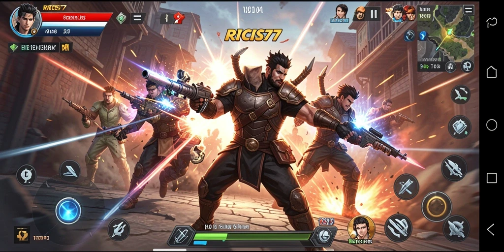 Tampilan seru gameplay RICIS77 saat pertarungan berlangsung.